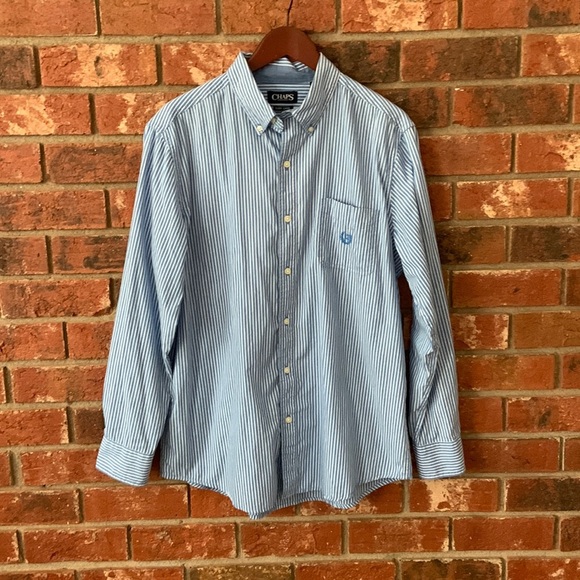 Chaps Other - Chaps Blue & White Oxford Stripe Button Down Dress Shirt